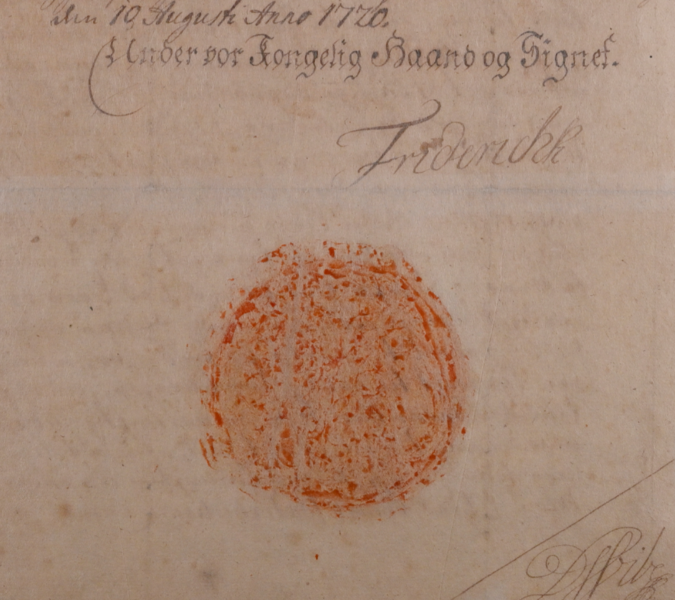 Kong Frederik IVs brev til Moss i 1720
